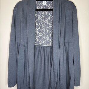 Style & Co. Charcoal Open Cardigan with Lace